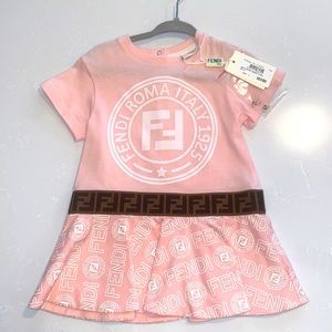 FENDI LOGO Baby/Toddler Girls Pink dress - 12 Months NWT